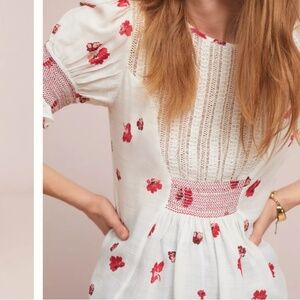 Anthropologie Ranna Gill Floral Smocked Blouse | Size XS